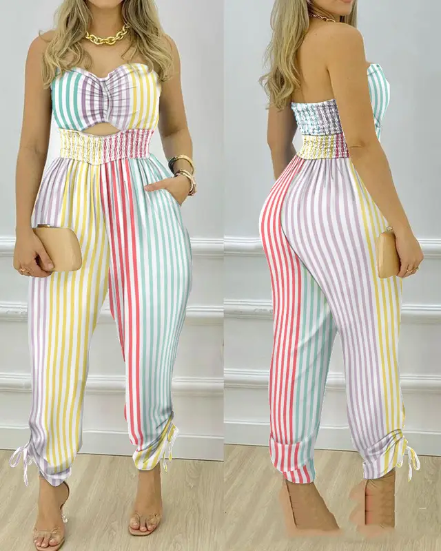 European And American Women's New Blue Tube Top One piece Trousers Multicolor - Shop at LoveMi