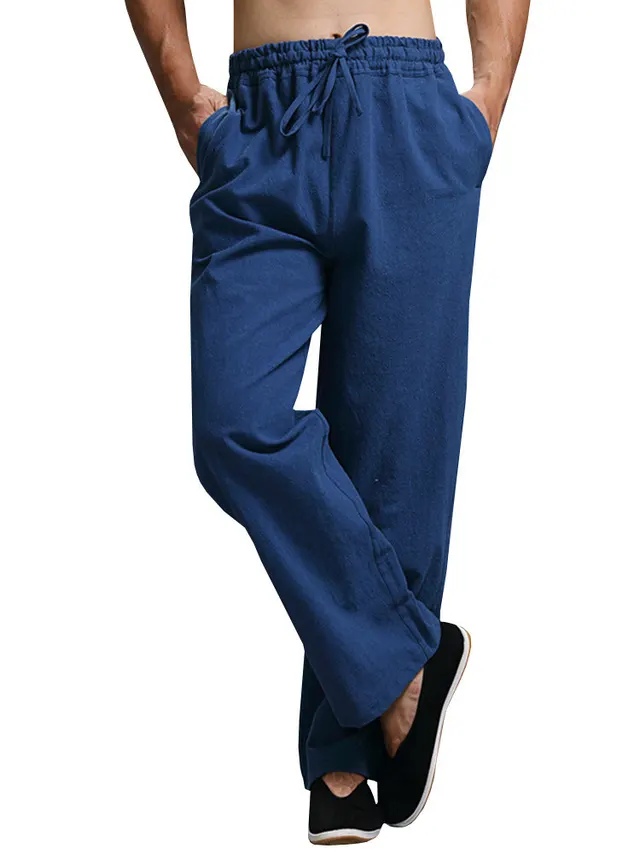 Multicolor Straight Leg Loose Belted Trousers Blue - Shop at LoveMi