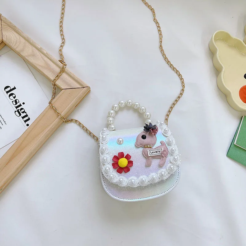 Mini Pearl Portable Little Girl Shoulder Bag Children Messenger Bag White - Shop at LoveMi