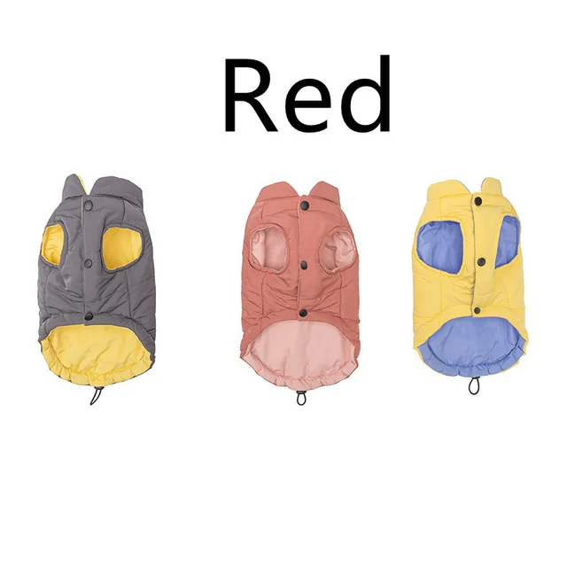 Contrasting Color Dog Vest Cotton Jacket Red - Shop at LoveMi