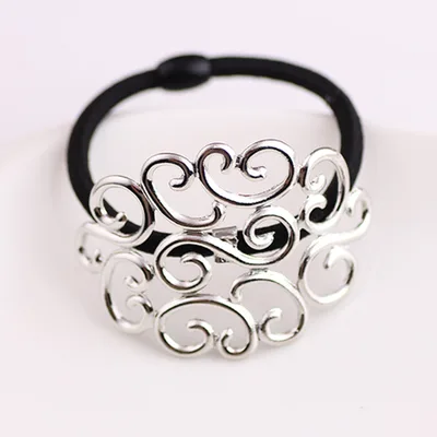 Fashion Alloy Hollow Pattern Hair Tie Silver - Shop at LoveMi