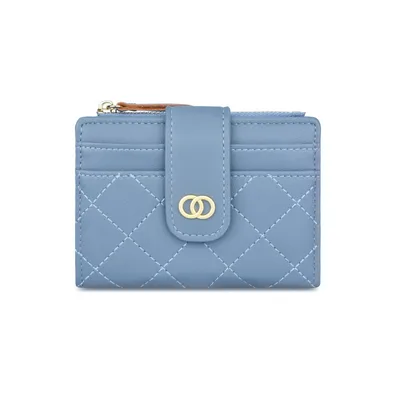 Women's Small Fragrant Embroidery Thread Multi card Coin Purse Women Cross border Wallet Blue - Shop at LoveMi