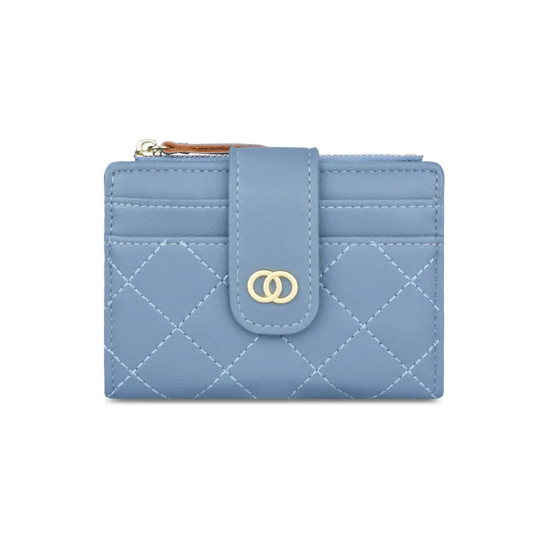 Women's Small Fragrant Embroidery Thread Multi card Coin Purse Women Cross border Wallet Blue - Shop at LoveMi