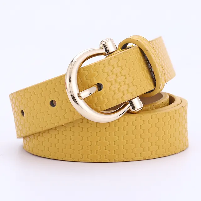 New Style Personalized Straw Mat Pattern Decorative Dress Belt Yellow - Shop at LoveMi