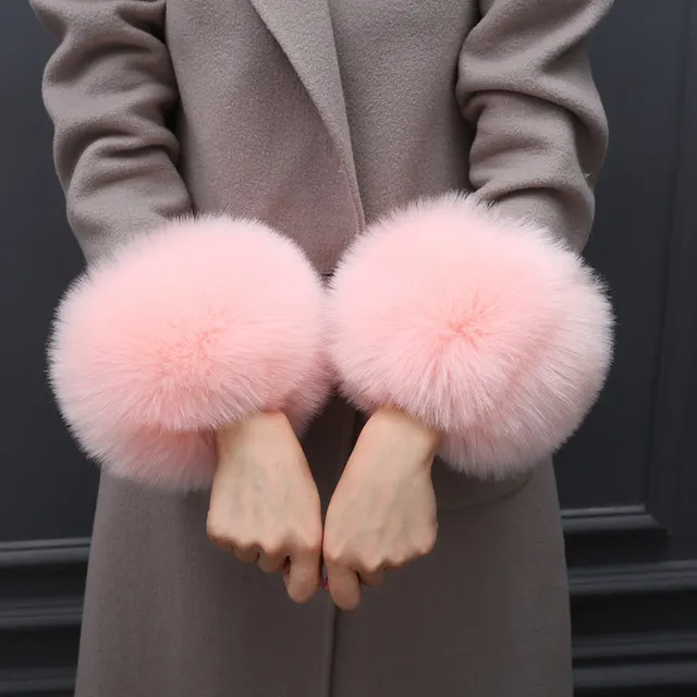 Faux Fur Fox Cuffs Plush Down Jacket Big Artificial Hand Cuffs 10 Style - Shop at LoveMi
