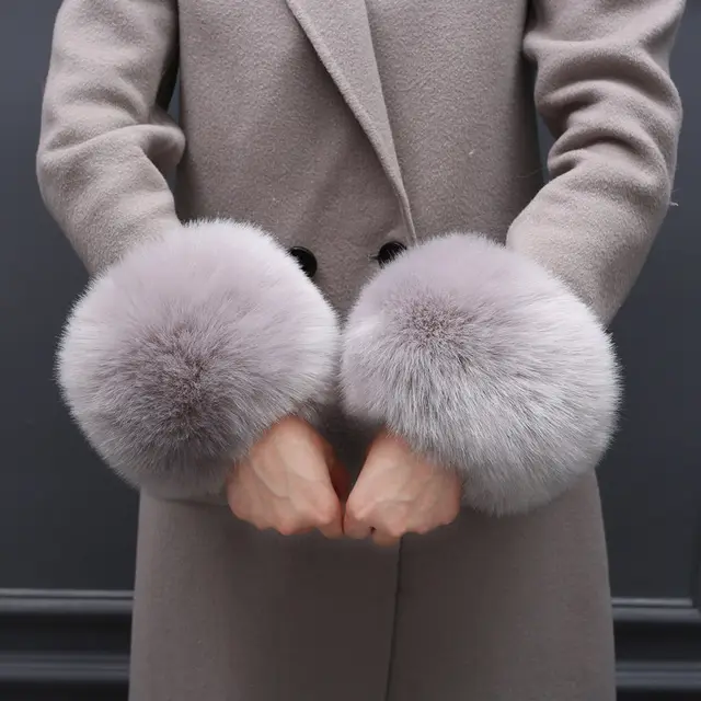 Faux Fur Fox Cuffs Plush Down Jacket Big Artificial Hand Cuffs 12 Style - Shop at LoveMi
