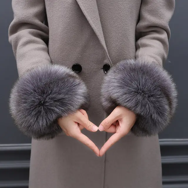 Faux Fur Fox Cuffs Plush Down Jacket Big Artificial Hand Cuffs 15 Style - Shop at LoveMi