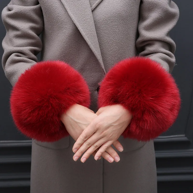 Faux Fur Fox Cuffs Plush Down Jacket Big Artificial Hand Cuffs - 16 Style