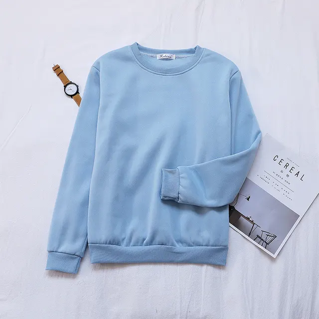 New Women Pullover Solid Color Sweater Sky Blue - Shop at LoveMi