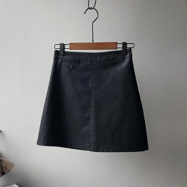 Fashion Ladies Frosted PU Leather Short Skirt Black - Shop at LoveMi