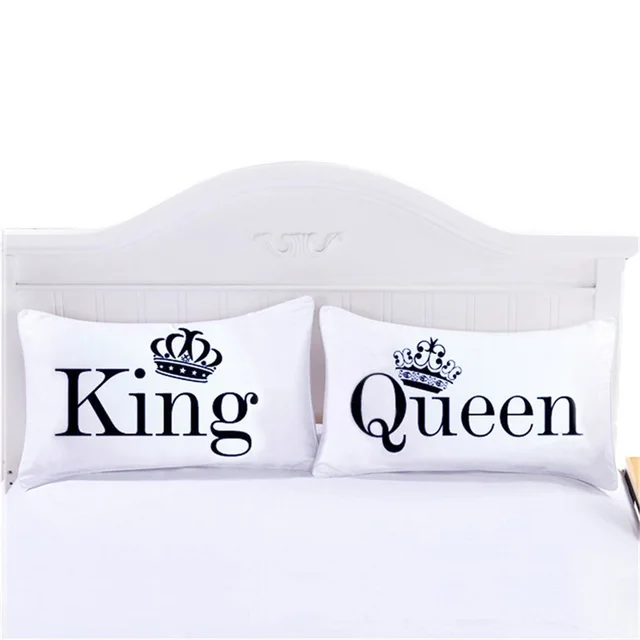 Personality White Couple Pillowcase Kingqueen Bedding - Shop at LoveMi