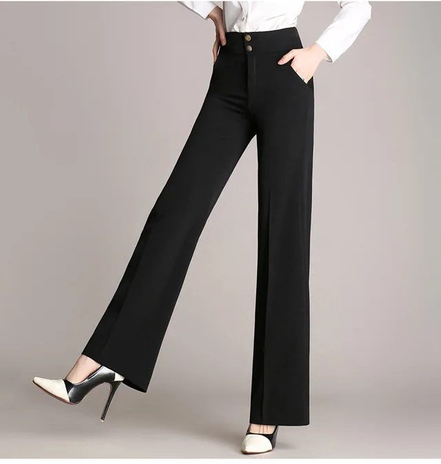 Plus Size Women's Casual Trousers Wide leg Pants Black - Shop at LoveMi