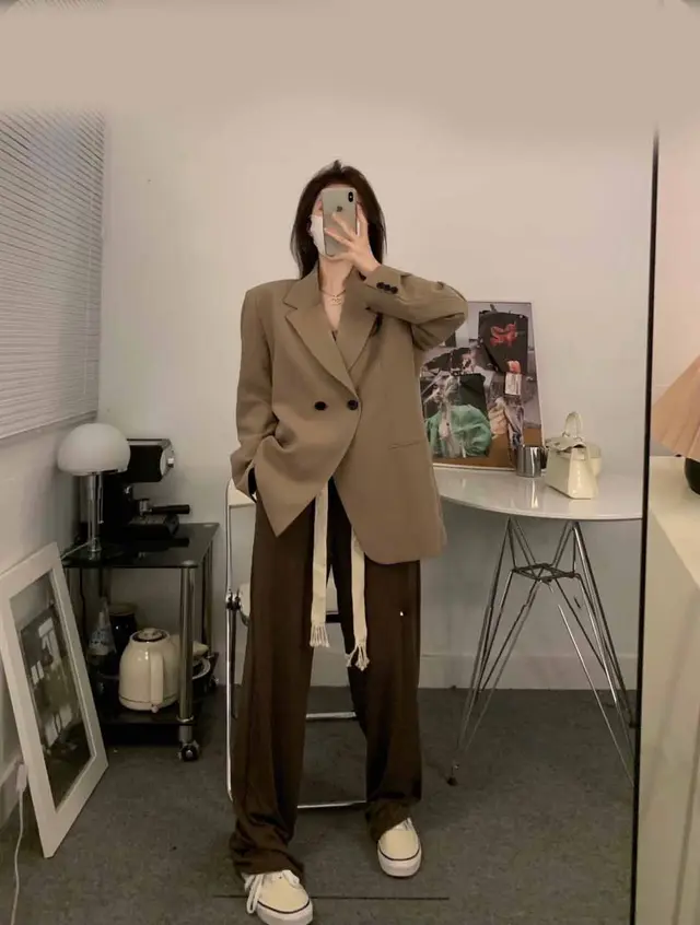 Women's Casual Drawstring High Waist Wide Leg Pants Coffee - Shop at LoveMi
