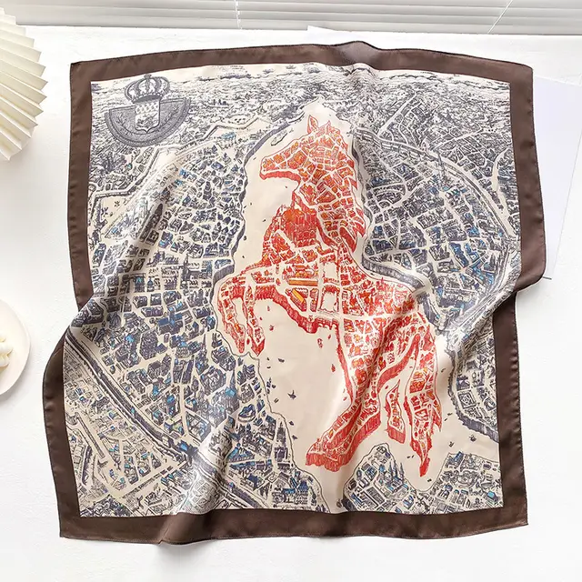 Simple Wild Fashion Color Matching Color Simulation Silk Square Scarf O - Shop at LoveMi