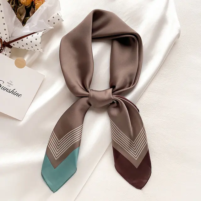 Decorative Small Square Scarf Women's Dual use Solid Color Clavicle Headband Camel - Shop at LoveMi