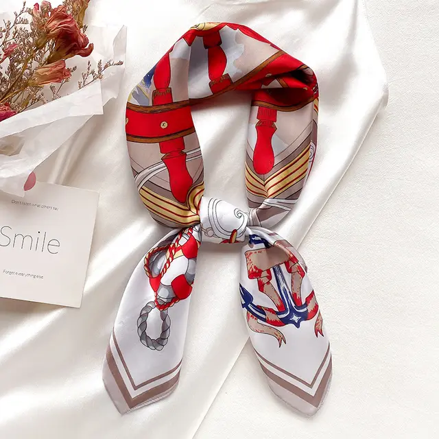 Decorative Small Square Scarf Women's Dual use Solid Color Clavicle Headband Red - Shop at LoveMi