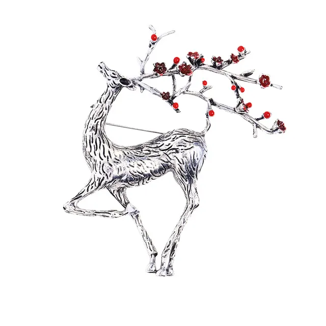 Fashion Alloy Drop Oil Elk Animal Brooch Silver - Shop at LoveMi