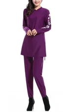 Women's Solid Color Nylon Swimsuit - Purple