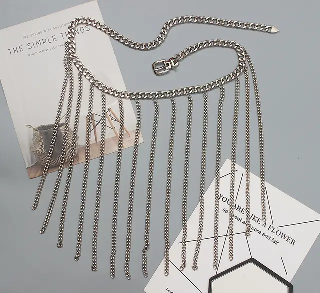 Super Flash Chain Tassel Waist Chain Belly Dance Fairy Accessories Jewelry Dance Matching Silver - Shop at LoveMi