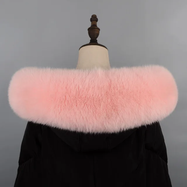 Large Size Fur Collar Real Fox Fur Collar For Women Coat Jacket Pink - Shop at LoveMi