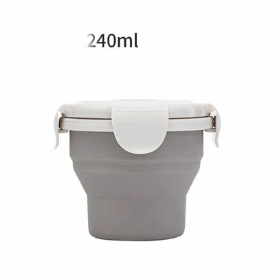 Simple Silicone Travel Storage Folding Lunch Box Grey - Shop at LoveMi