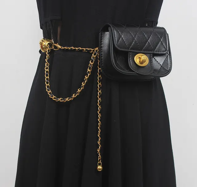 Trendy Fashion Rhombus Chain Lipstick Niche All match Messenger Bag Black - Shop at LoveMi