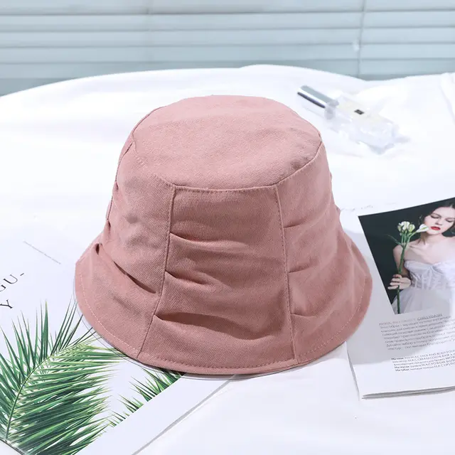 Fisherman Hat Female Folds Tide Shade Sunscreen Outdoor Soft And Portable Pink - Shop at LoveMi