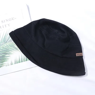 Fisherman Hat Female Autumn New Style Simple Stitching Bucket Hat Curled Cotton Fabric Black - Shop at LoveMi