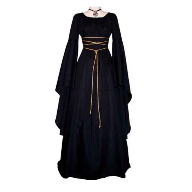 Ladies Dress With Long Sleeve Round Neck And Irregular Belt Black - Shop at LoveMi