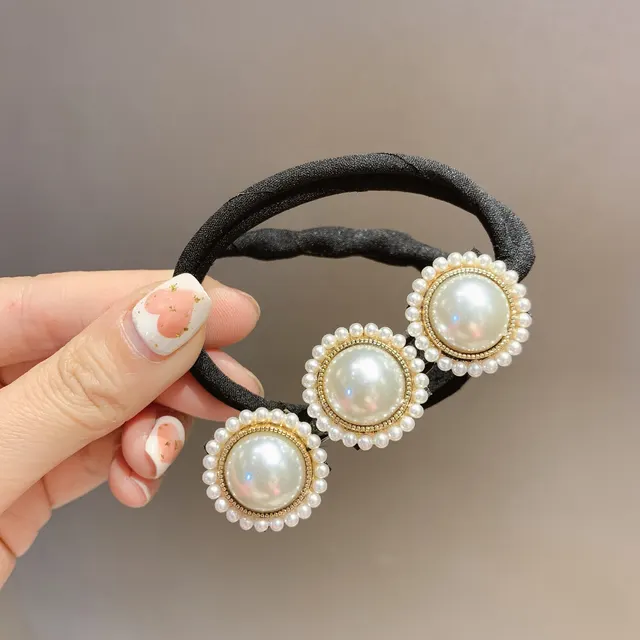 Net Red Pan Hair Pearl Diamond Braided Hair Style Hairpin Three Round Pearls - Shop at LoveMi