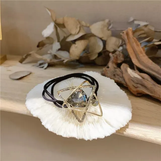 Geometric Rhinestone Hair Rope Super Flash Hair Ring Noble Temperament - Shop at LoveMi
