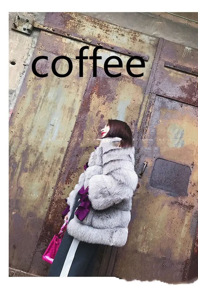 New Haining Fur Coat Women Winter Mid Length Coffee - Shop at LoveMi