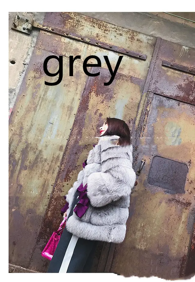 New Haining Fur Coat Women Winter Mid Length Grey - Shop at LoveMi