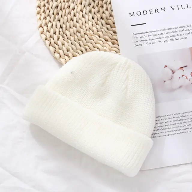 Autumn And Winter Warm Landlord Hat Melon Skin Women Retro Knitted Hat White - Shop at LoveMi