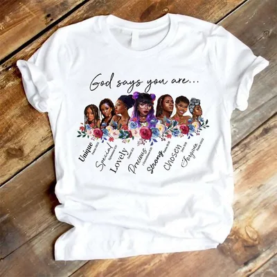 God Says You Are Black Girl Print Short sleeved T shirt L - Shop at LoveMi