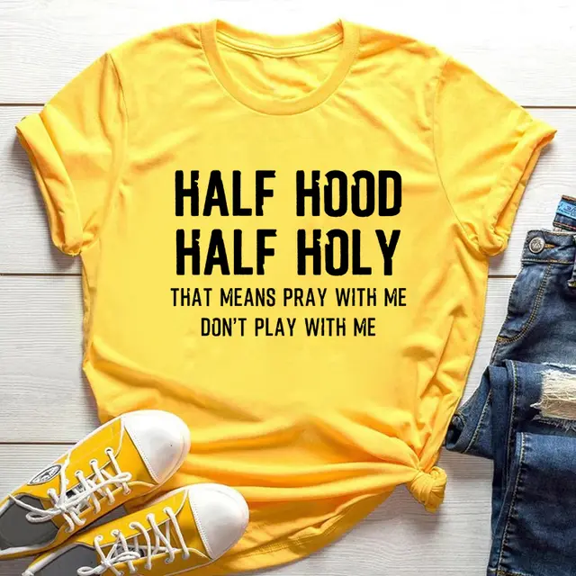 European And American English Alphabet Printing Loose Large Size Casual Short Sleeves Yellow - Shop at LoveMi