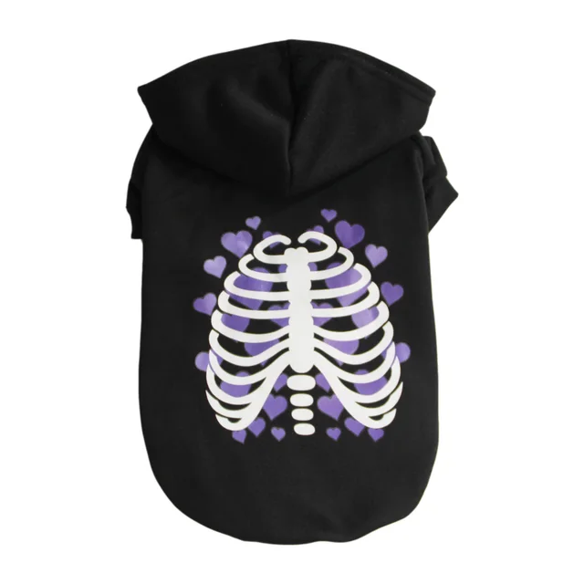 Halloween Pet Clothes Festival Dog Coat Heart Bones - Shop at LoveMi