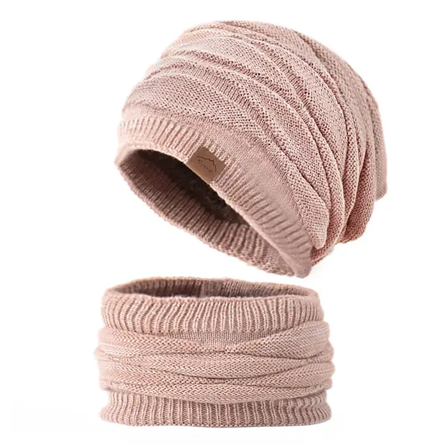 Autumn And Winter Ladies Knitted Wool Pile Hat Pink - Shop at LoveMi