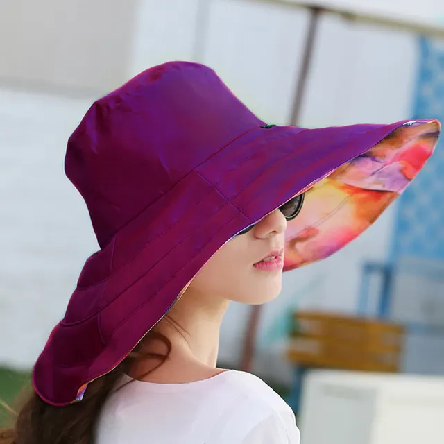 Sun Protection And UV Protection Double sided Beach Hat With Large Brim Purple - Shop at LoveMi