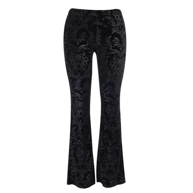 Girl Student Suede Embossed Casual Wide Leg Pants Black - Shop at LoveMi