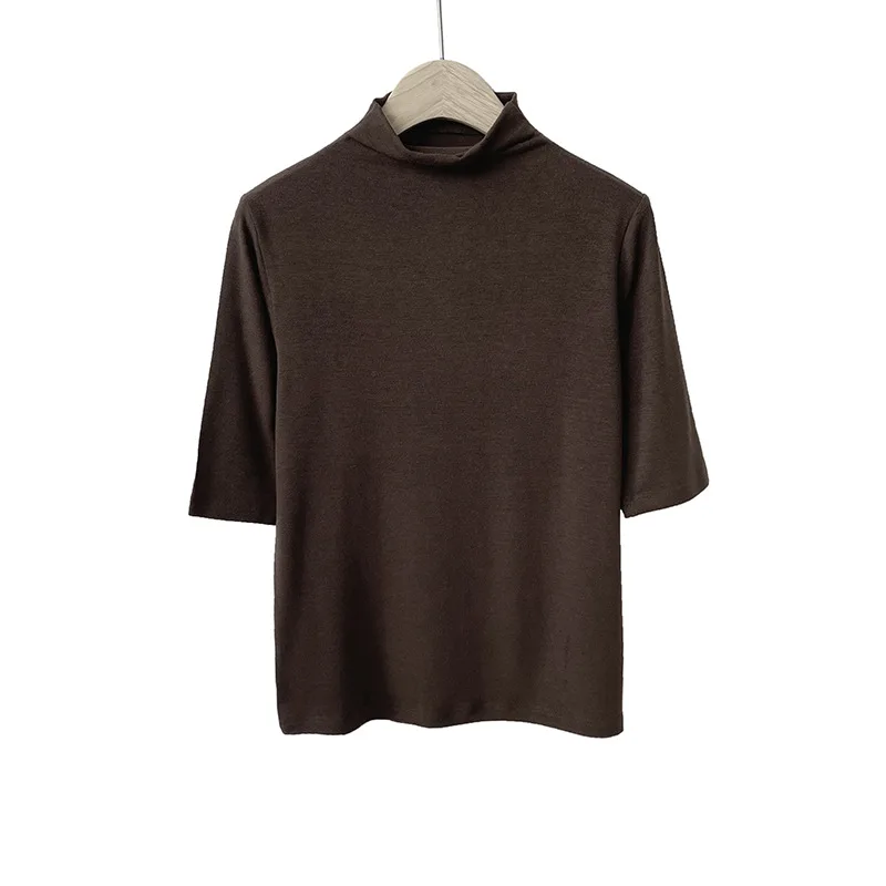 Fall New Style Half high Collar Slim fit Inner Jacket Women Coffee - Shop at LoveMi