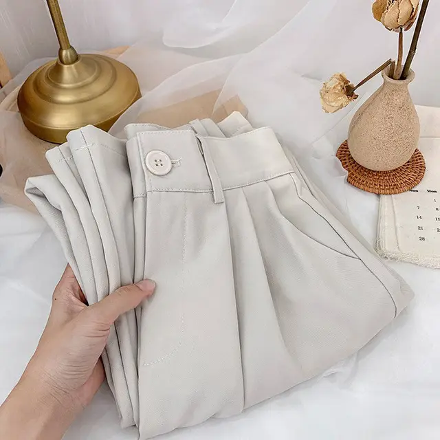Temperament Drape Casual Black Long Pants Apricot - Shop at LoveMi