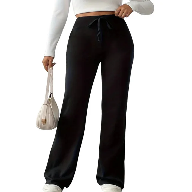 European And American Solid Color Loose Wide Leg High Waist Elastic Band Casual Pants Black - Shop at LoveMi