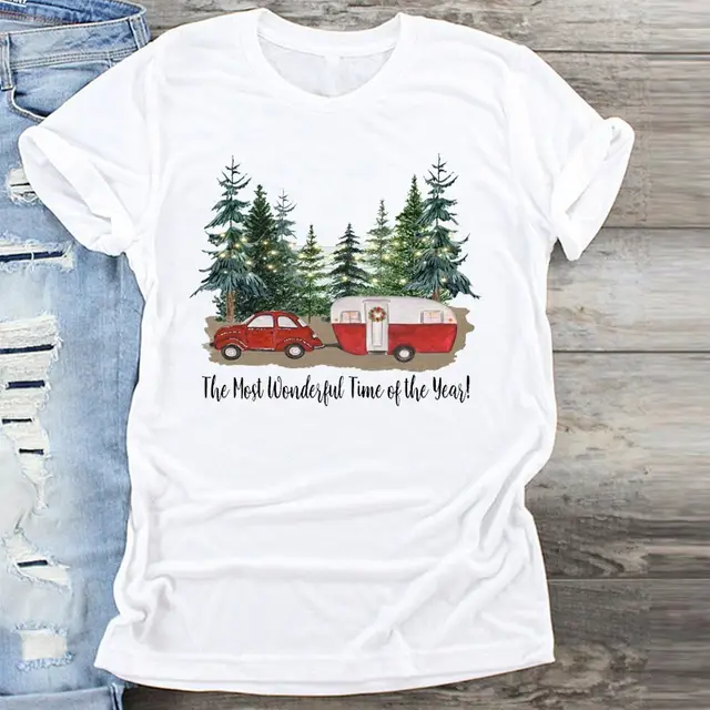 Women's Christmas Movie Print Crew Neck T shirt 7Style - Shop at LoveMi