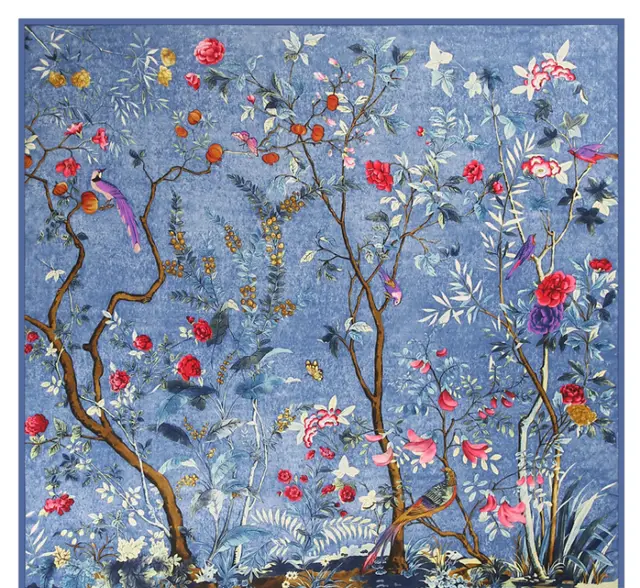 Scarf Twill Silk Shawl Large Square Sunscreen 130cm Flower And Bird Jungle B - Shop at LoveMi