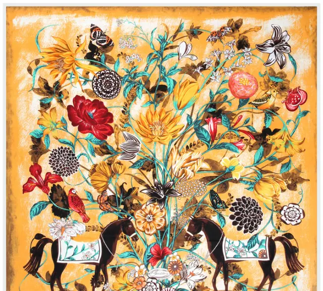 Scarf Twill Silk Shawl Large Square Sunscreen 130cm Flower And Bird Jungle W - Shop at LoveMi