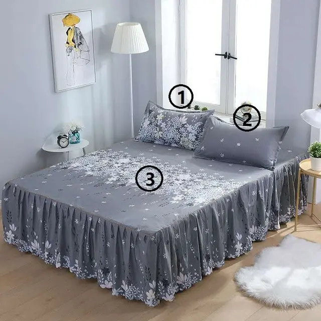 Bed Skirt Pillowcase 3 Woolly Bedsheet Bedding Set Bedspread F - Shop at LoveMi