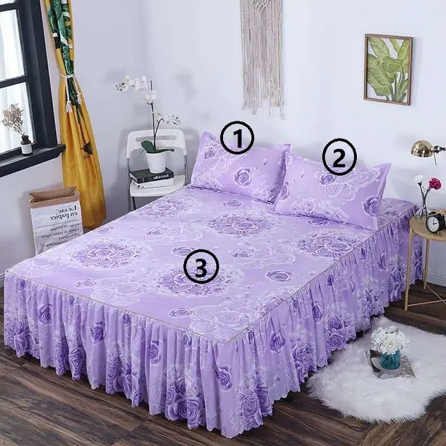 Bed Skirt Pillowcase 3 Woolly Bedsheet Bedding Set Bedspread J - Shop at LoveMi