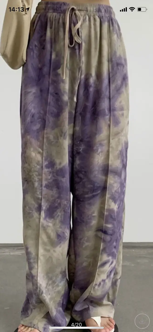 Tie Dye Wide Leg Pants New Women's Nine quarter Pants Purple - Shop at LoveMi