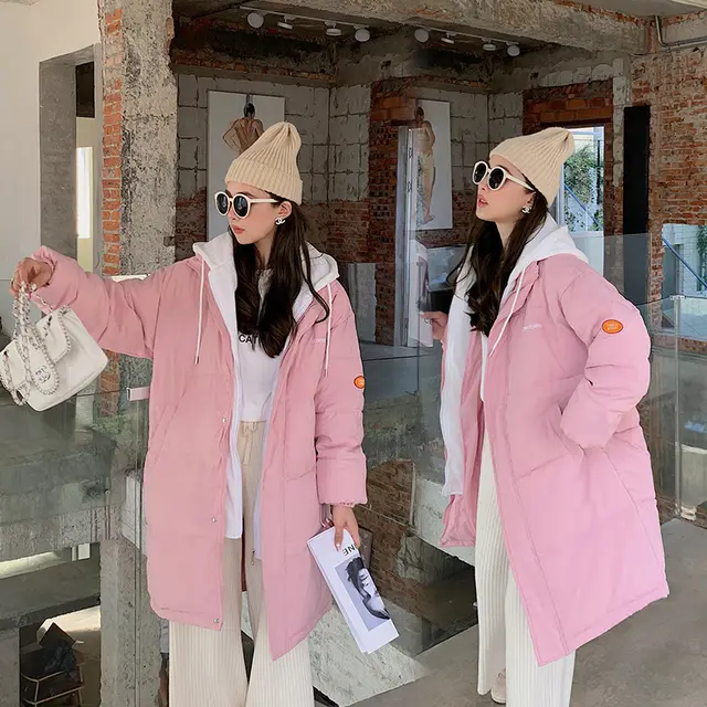 New Style Padded Jacket Korean Loose Student Padded Coat Pink - Shop at LoveMi